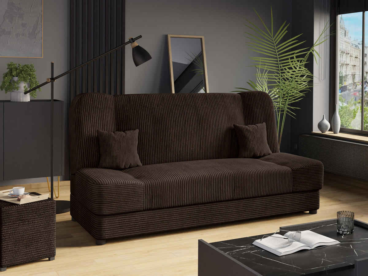 SCHLAFSOFA Jonas Cord - Nussbaumfarben, Holz/Textil (195/86/87cm) - MIRJAN24
