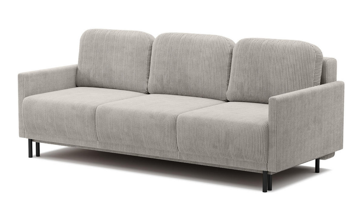 SCHLAFSOFA Hamiel Hellbeige Cordbezug 212 cm - Ecru/Schwarz, Holz/Textil (212/87/97cm) - Selsey