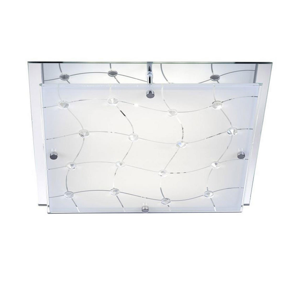 LED DECKENLEUCHTE Chrom Weiß Glas - Weiß, Glas (32/32/7.5cm)