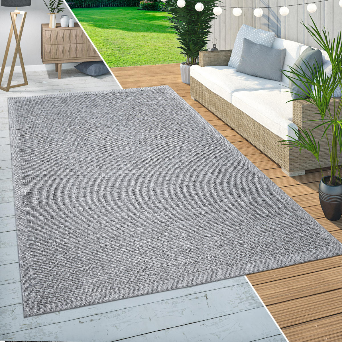 OUTDOORTEPPICH 200/200 cm Quebec 135 - Grau, Textil (200/200cm) - Paco Home