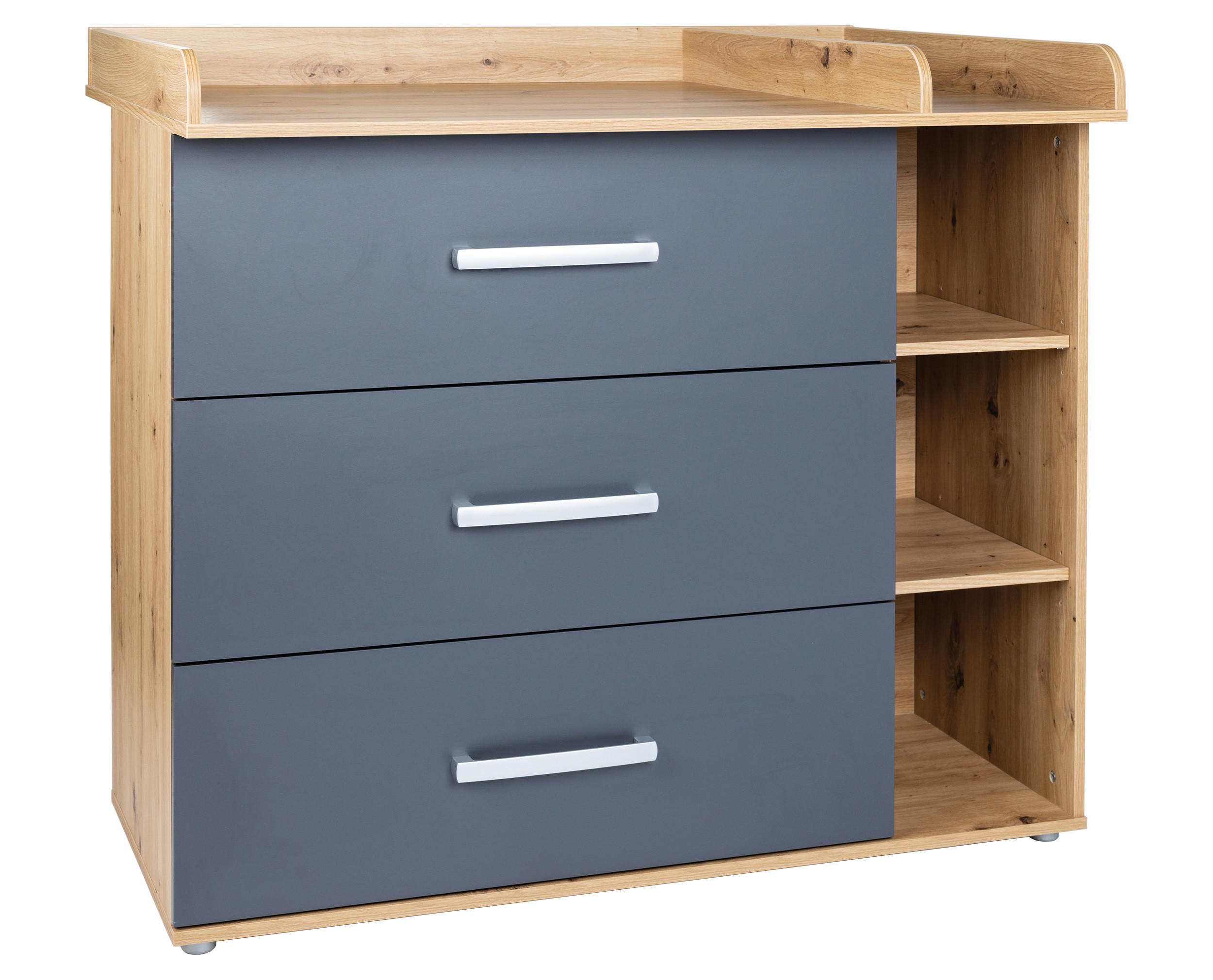 WICKELKOMMODE Alessio 115/100/75 cm Anthrazit Artisan Oak - Anthrazit/Silberfarben, Holzwerkstoff/Kunststoff (115/100/75cm) - arthur berndt