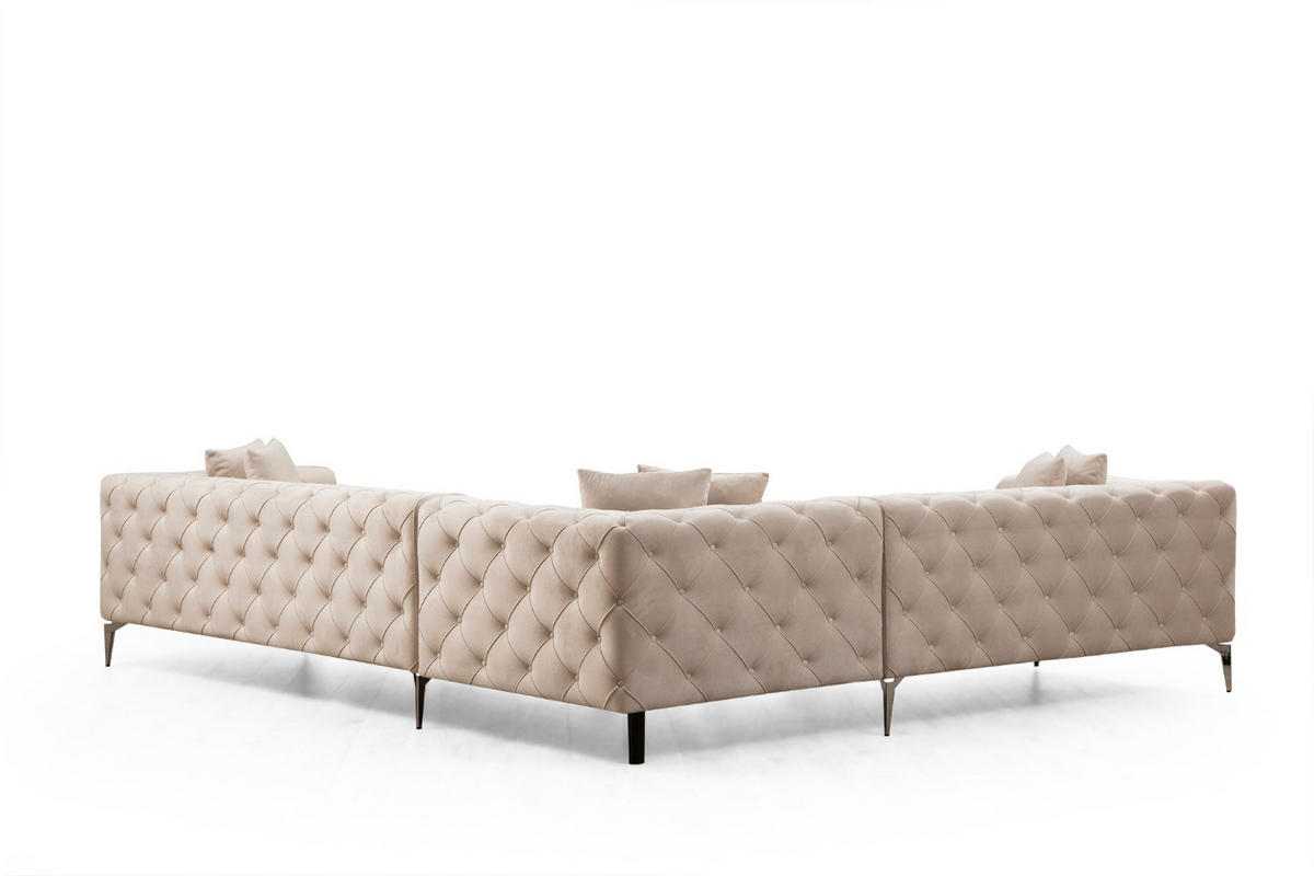 ECKSOFA mit großzügiger XXL Sitzfläche für die ganze Familie - Chromfarben/Beige, Holz/Textil (310/270cm) - myHomelando