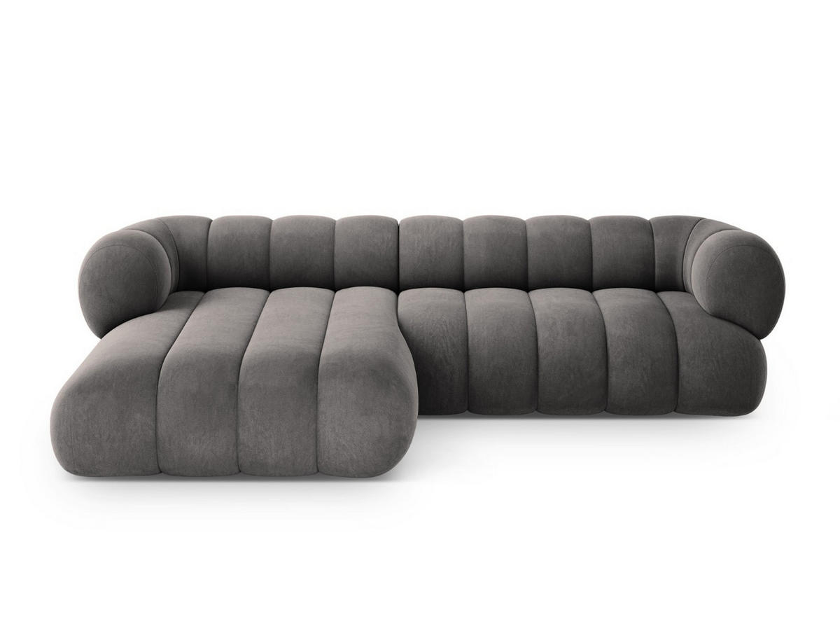 ECKSOFA links Koge aus Samt grau 5 Sitzplätze - Grau, Textil (165/270cm) - Cosmopolitan Design