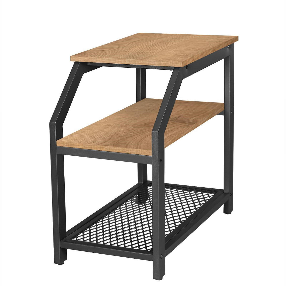 BEISTELLTISCH Metall Holzoptik Honigbraun 3 Ablagen 60x60x36 cm - Schwarz/Honig, Holzwerkstoff/Metall (60/36/60.5cm) - Begryf