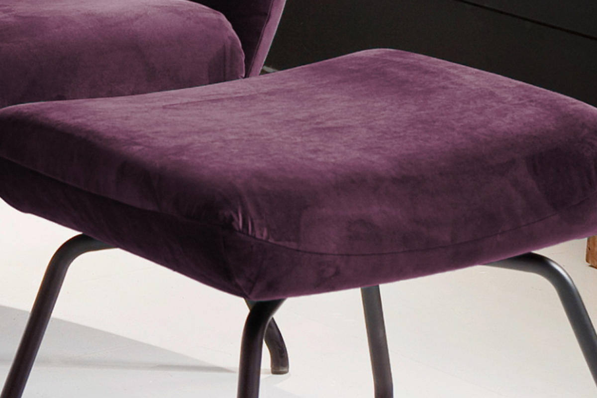 HOCKER LOTTE Violett Velvet - Violett, Textil/Metall (57/44/52cm) - KAWOLA