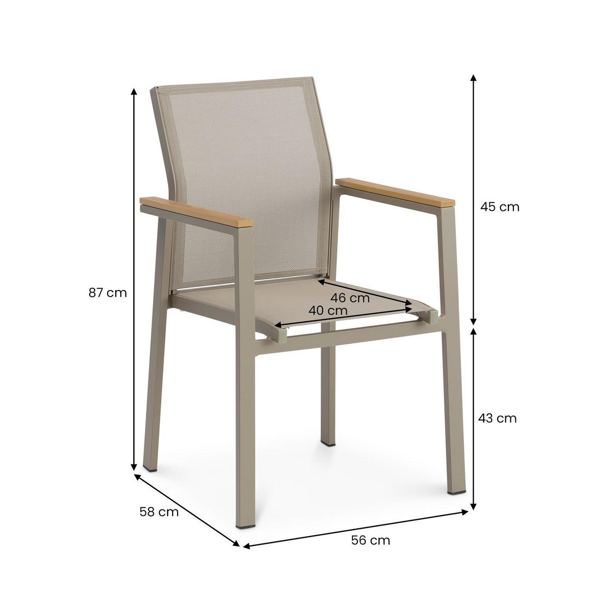 GARTENSTÜHLE WINDY 6ER-SET - Grau, Textil (56/87/58cm) - IDIMEX