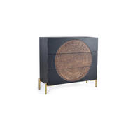 KOMMODE aus Mangoholz mit Kreisdetail - Dunkelbraun, Holz (95/90/40cm) - Giner y Colomer