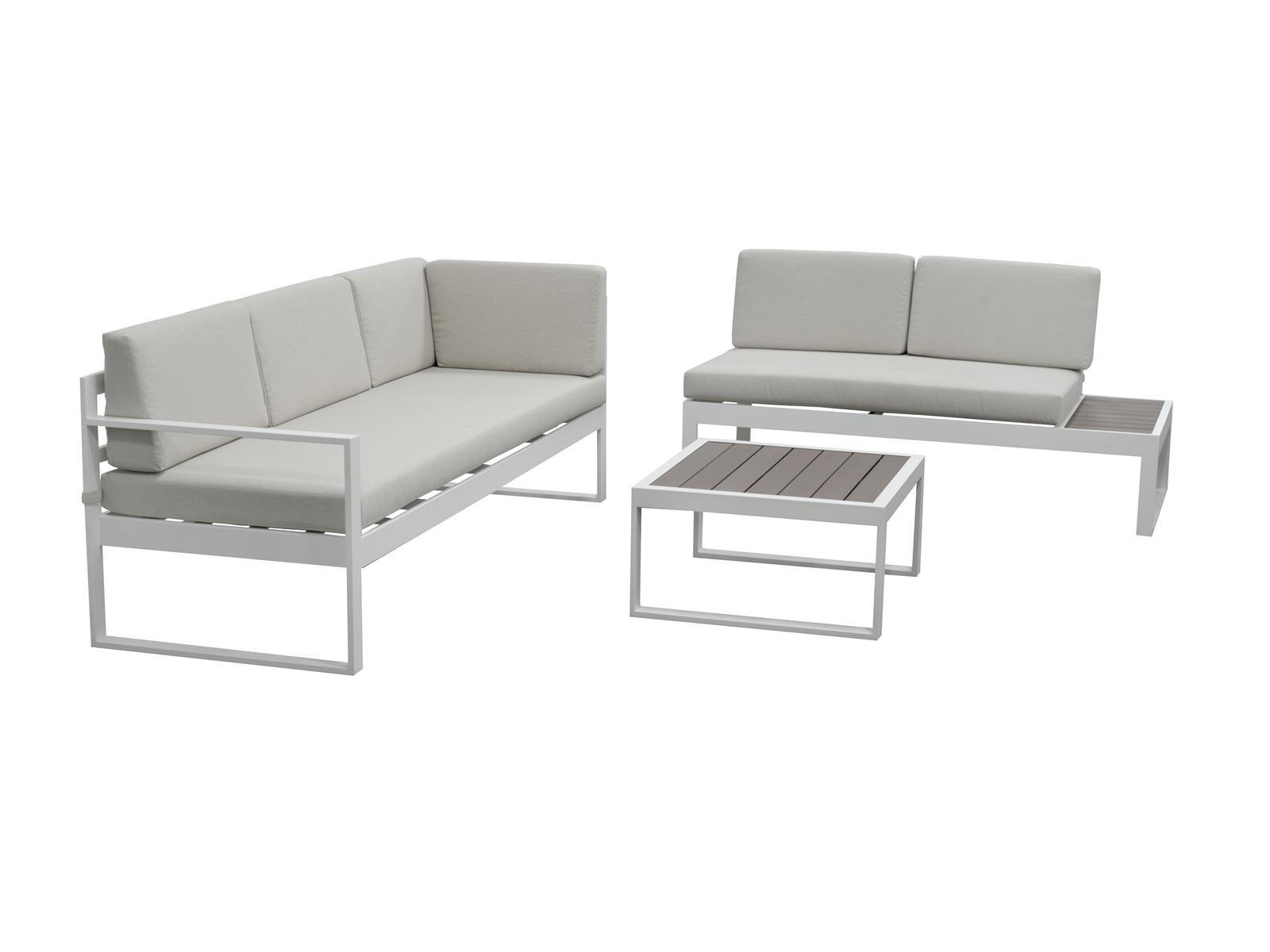 GARTEN-ECKLOUNGE Lusso Weiß Aluminium für 5 Personen - Weiß, Kunststoff - Green Spirit