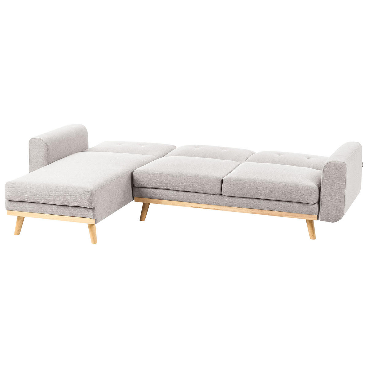 ROZKLÁDACÍ ROHOVÁ POHOVKA 3-místná Látka Šedá pravostranná Kaarina - světle hnědá, textil (260/152cm) - Beliani