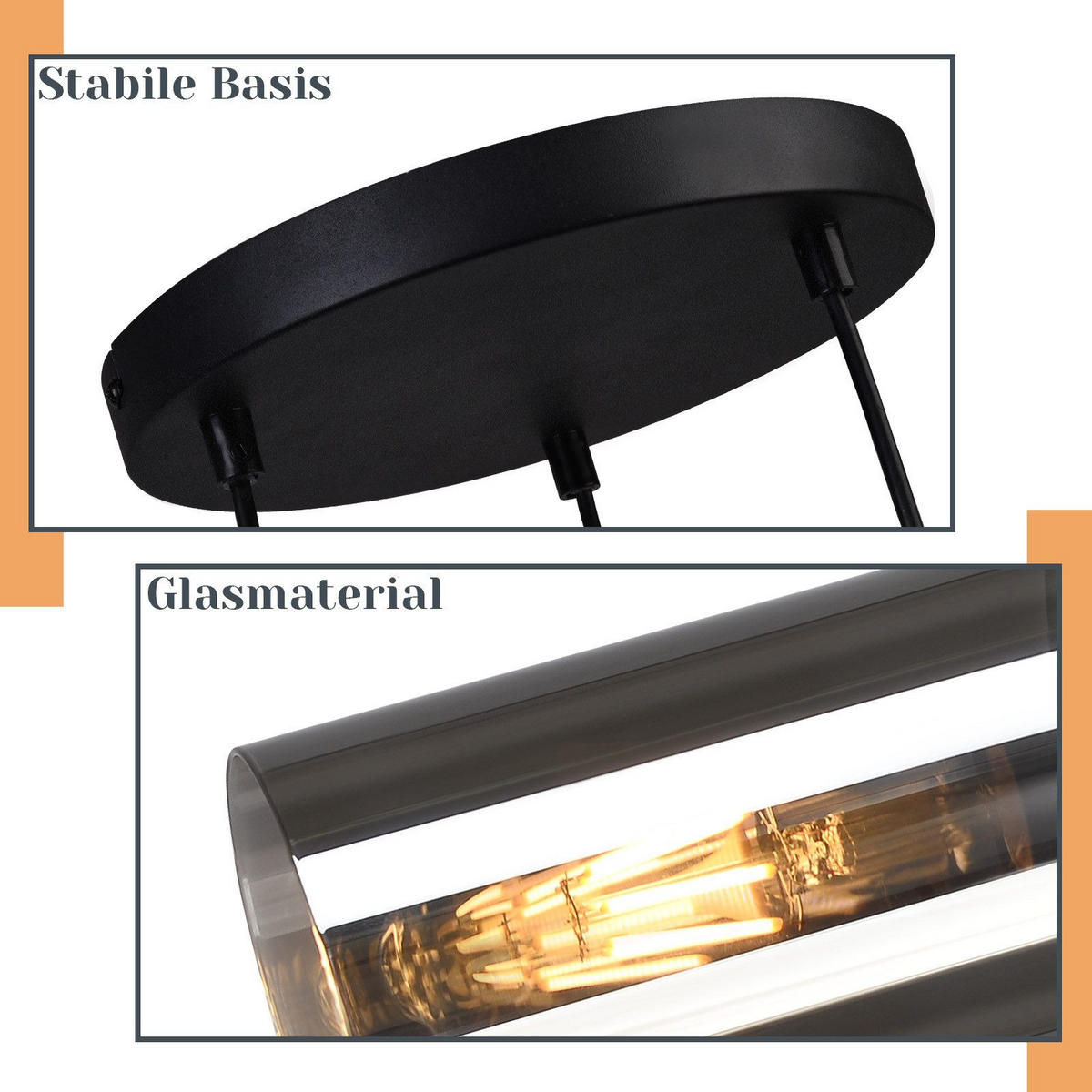 HÄNGELEUCHTE Elmar 3-flammig 22/22/150 cm - Schwarz, Metall (22/22/150cm) - Nettlife