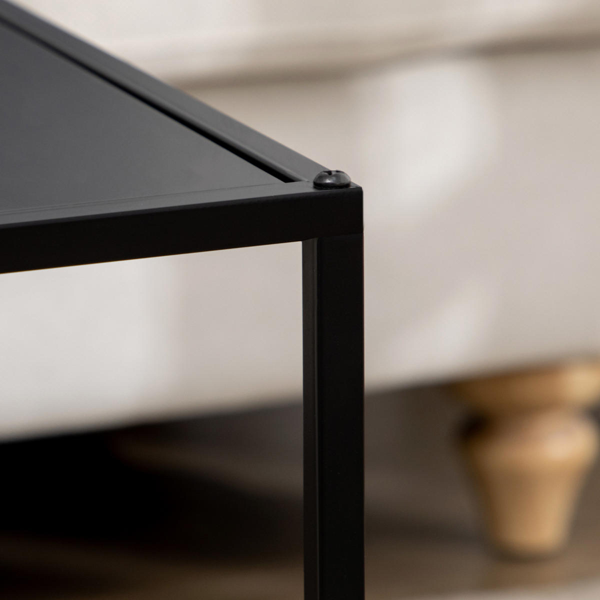 COUCHTISCH-SET 40/40/40 und 35/35/35 cm, 2-teilig, flexibel stellbar mit Stahlgestell, Schwarz - Schwarz, Metall (40/40/40cm) - Redom