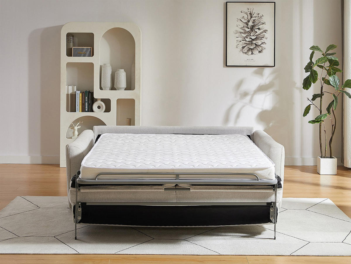 SCHLAFSOFA Express 3-Sitzer - Stoff Beige - SOVANIA - Beige, Textil (193/99/99cm) - Vente-Unique