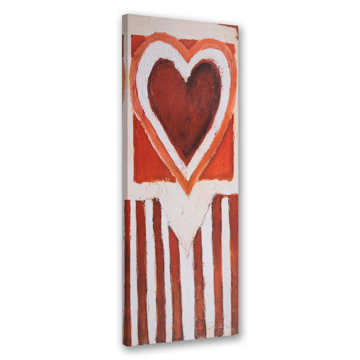 WANDBILD gemaltes herz - Orange, Textil (30/90cm) - Feeby