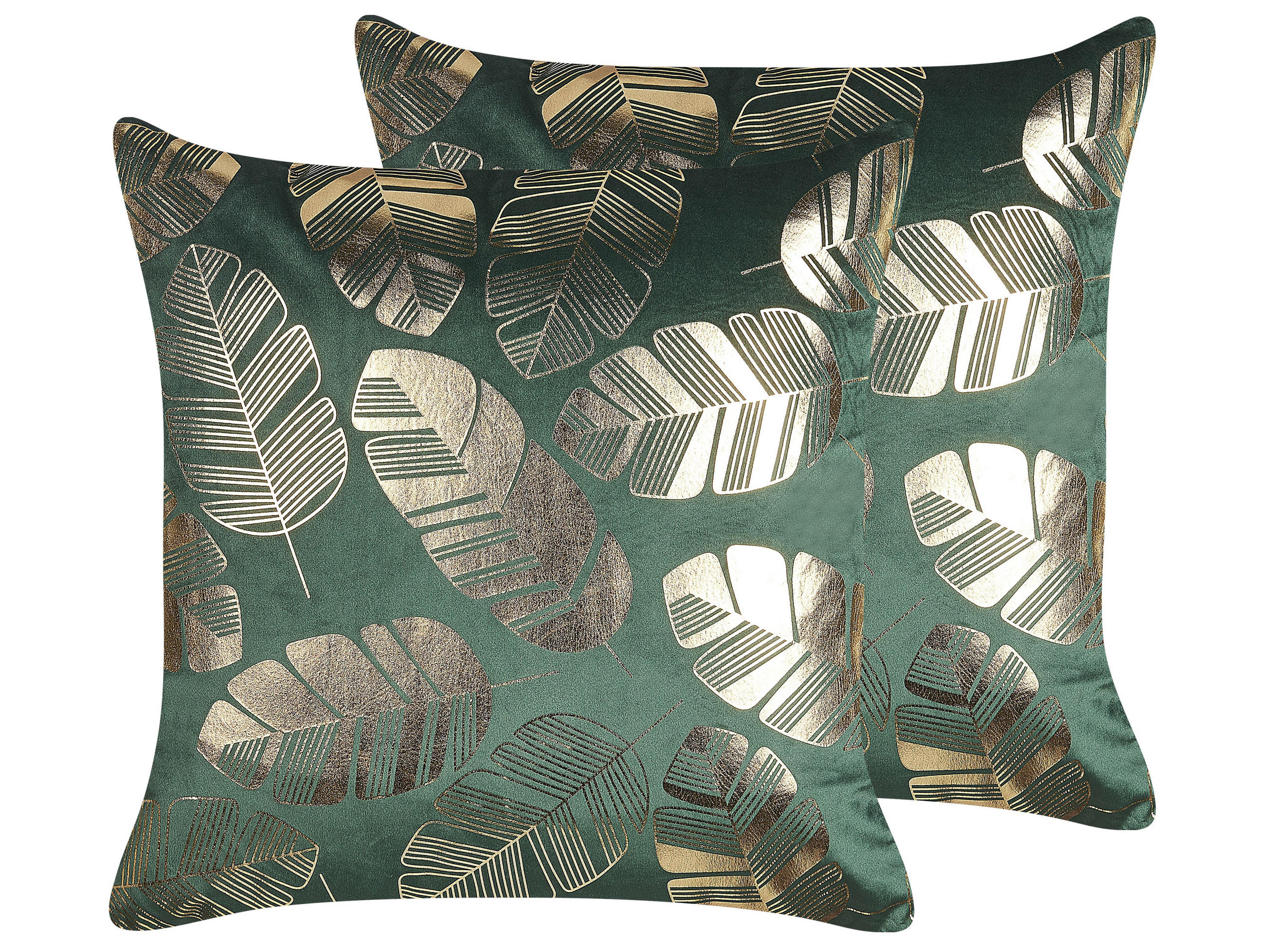 DEKOKISSEN 2er-Set Dunkelgrün 45/45 cm Sunflower - Dunkelgrün, Textil (45/45cm) - Beliani