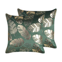 DEKOKISSEN 2er-Set Dunkelgrün 45/45 cm Sunflower - Dunkelgrün, Textil (45/45cm) - Beliani