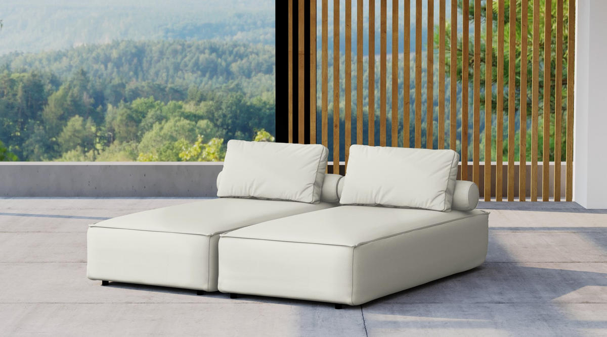 GARTENCHAISELONGUE Doppelter MALIBU Creme - Creme, Holz (180/73/194cm) - Kaiser Möbel