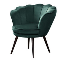 SESSEL - Samt, Füße Dunkel - Dunkelbraun/Petrol, Birkenholz/Textil (75/74/75cm) - home24