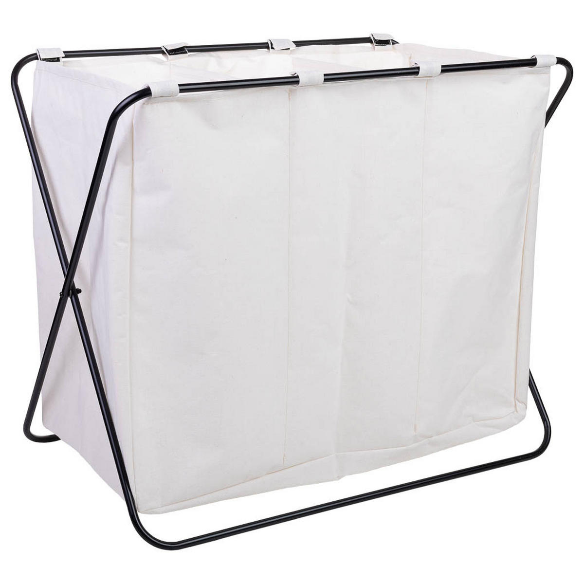 WÄSCHEKORB aus metall 66x40x56cm - Weiß, Textil (66/56/40cm) - Wanderlust