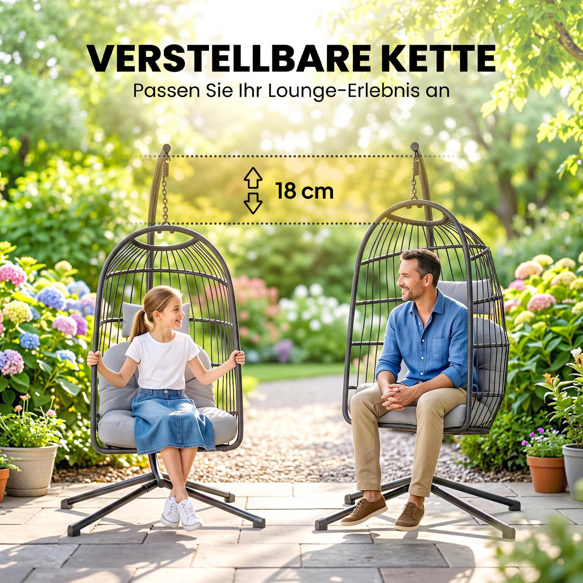 RATTAN-STUHL Hellgrau 105.0/101.0/196.0cm - Hellgrau, Metall (101/196/105cm)