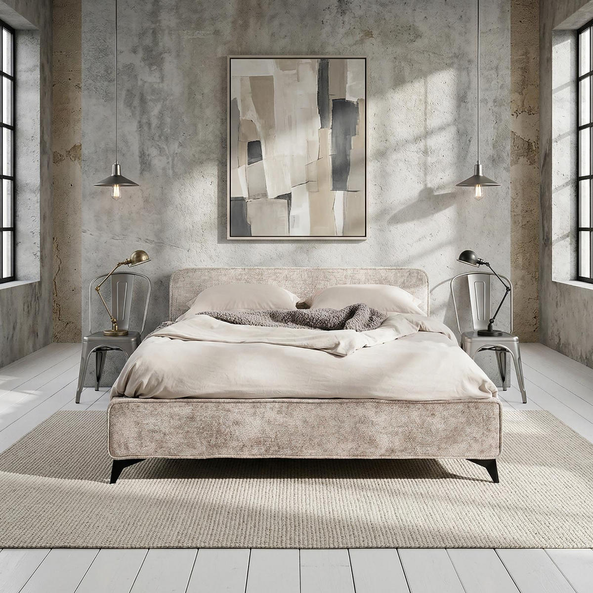 POLSTERBETT VIRETTA 140x200 cm beige - Beige, Textil (140/200cm) - IDIMEX