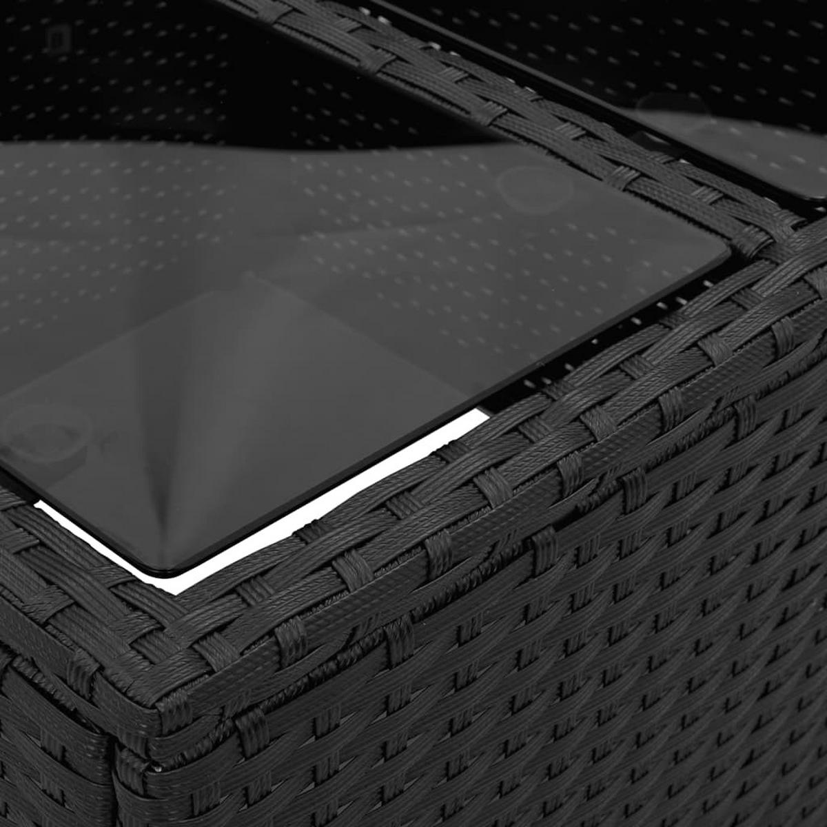 GARTENTISCH Mit Glasplatte Schwarz 55/55/37 Cm Poly Rattan - Schwarz, Kunststoff (55/55/37cm) - vidaXL