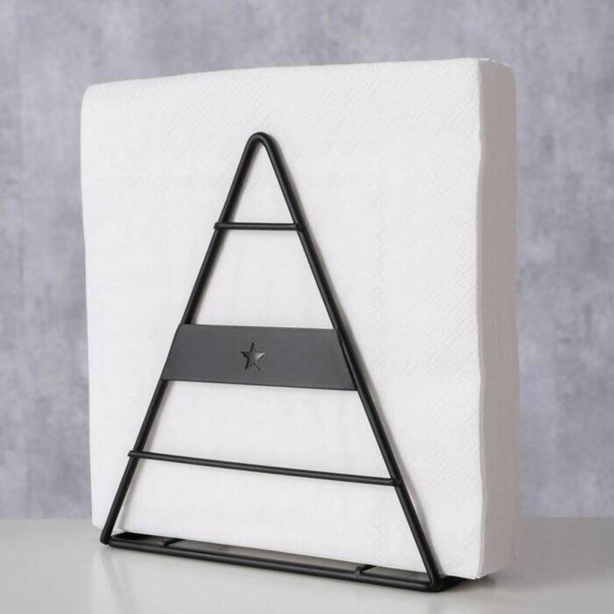 SERVIETTENHALTER Tannenbaum Kaya - Schwarz, Metall (14/15/4cm) - Boltze Home