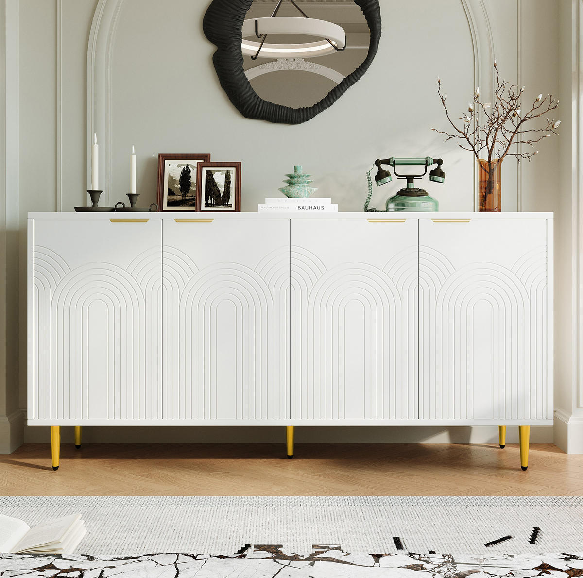 SIDEBOARD 160/80/40 cm Weiß aus MDF und Spanplatte mit Soft-Close-Scharniere - Weiß, Holzwerkstoff (40/80/160cm) - OKMYHOME
