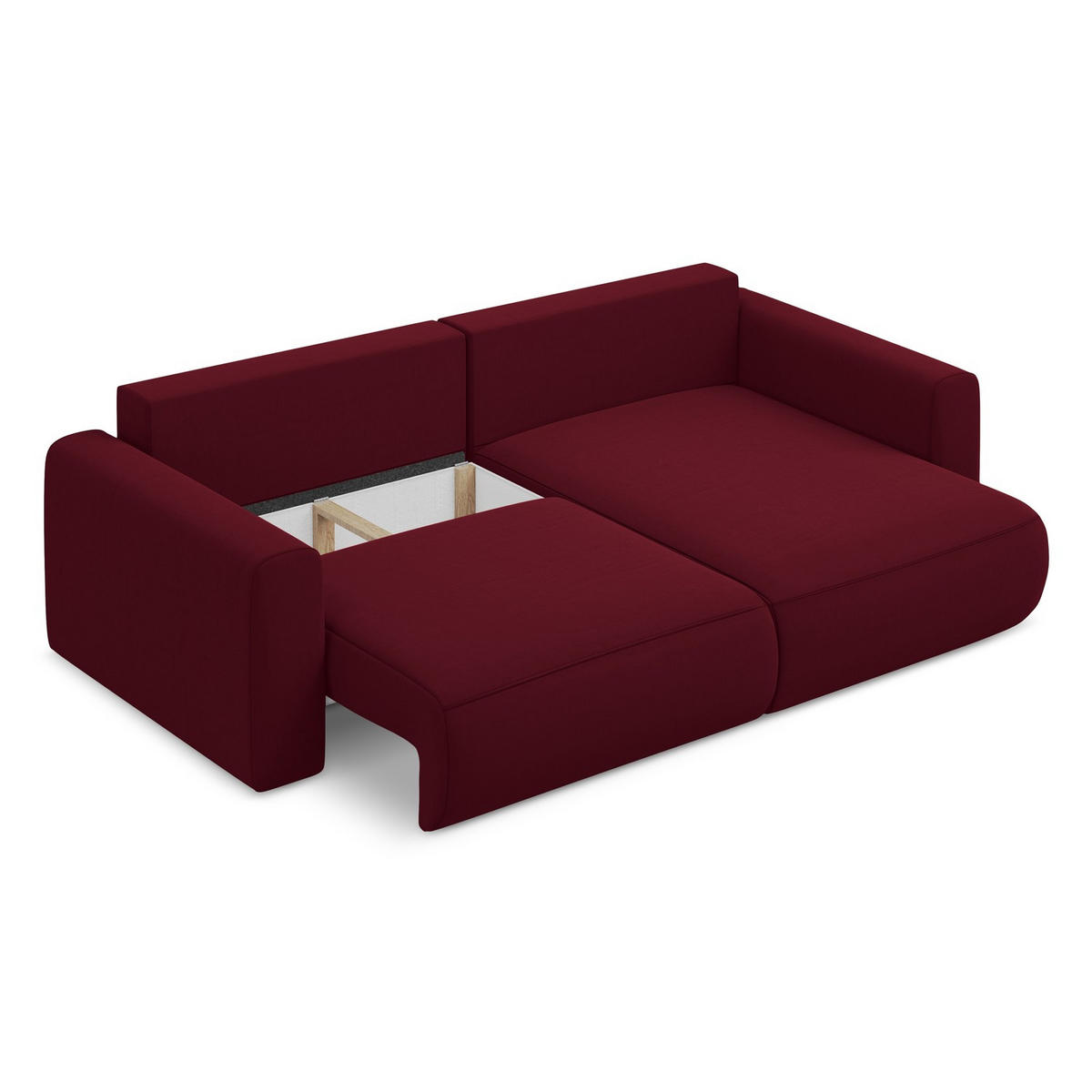 ECKSOFA mit Schlaffunktion Samt Stoff Rot - Bordeaux/Rot, Kunststoff/Textil (240/149cm) - LaMiaSofa