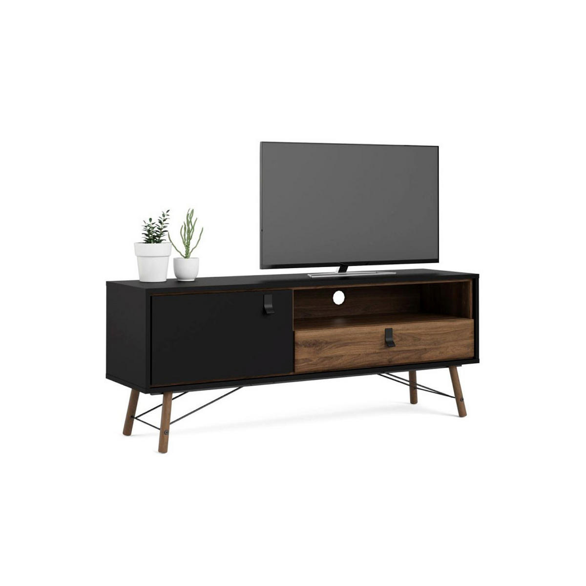 TV-ELEMENT Rye Schwarz 150/40/60 cm - Schwarz, Holzwerkstoff (150/60/40cm) - ebuy24