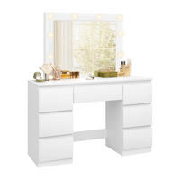 SCHMINKTISCH mit LED-Beleuchtung Weiß - Weiß, Glas/Holzwerkstoff (107/140.5/39.5cm) - Woltu