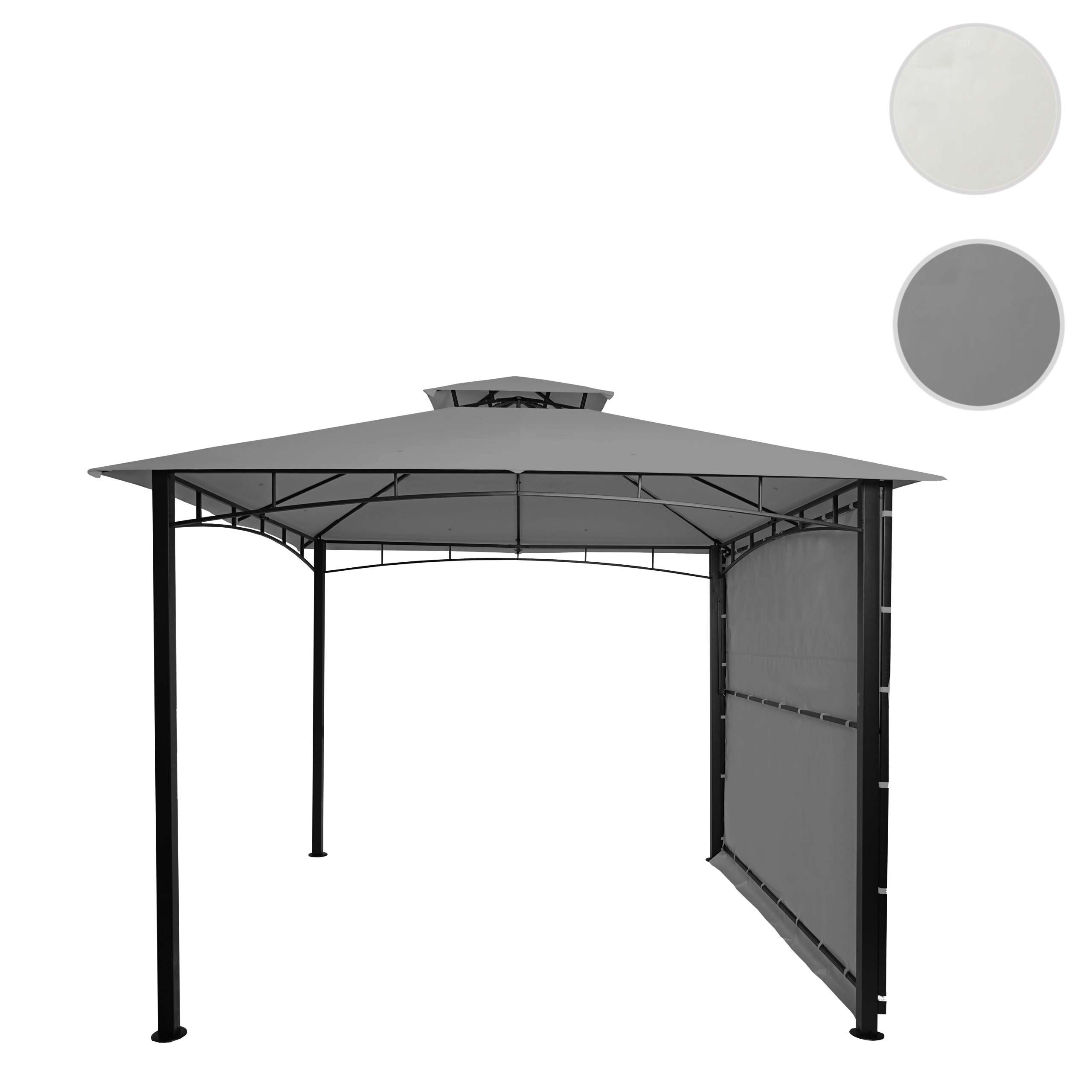 PERGOLA STAHL + SEITENWAND Grau - Grau, Textil (490/275/250cm) - MCW