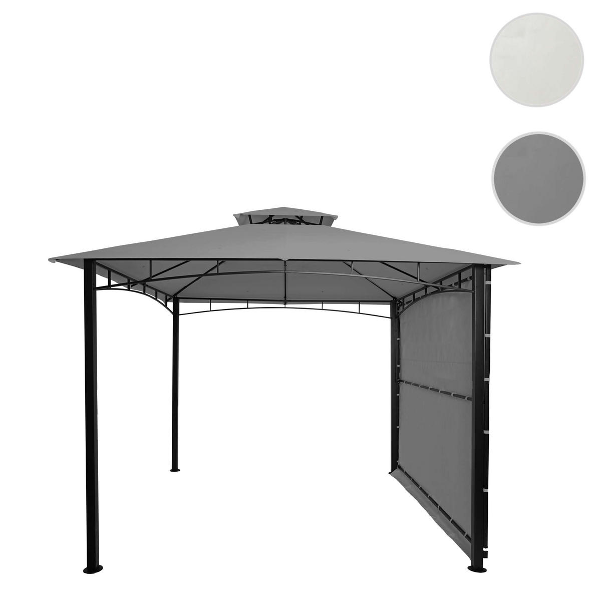 PERGOLA STAHL + SEITENWAND Grau - Grau, Textil (490/275/250cm) - MCW
