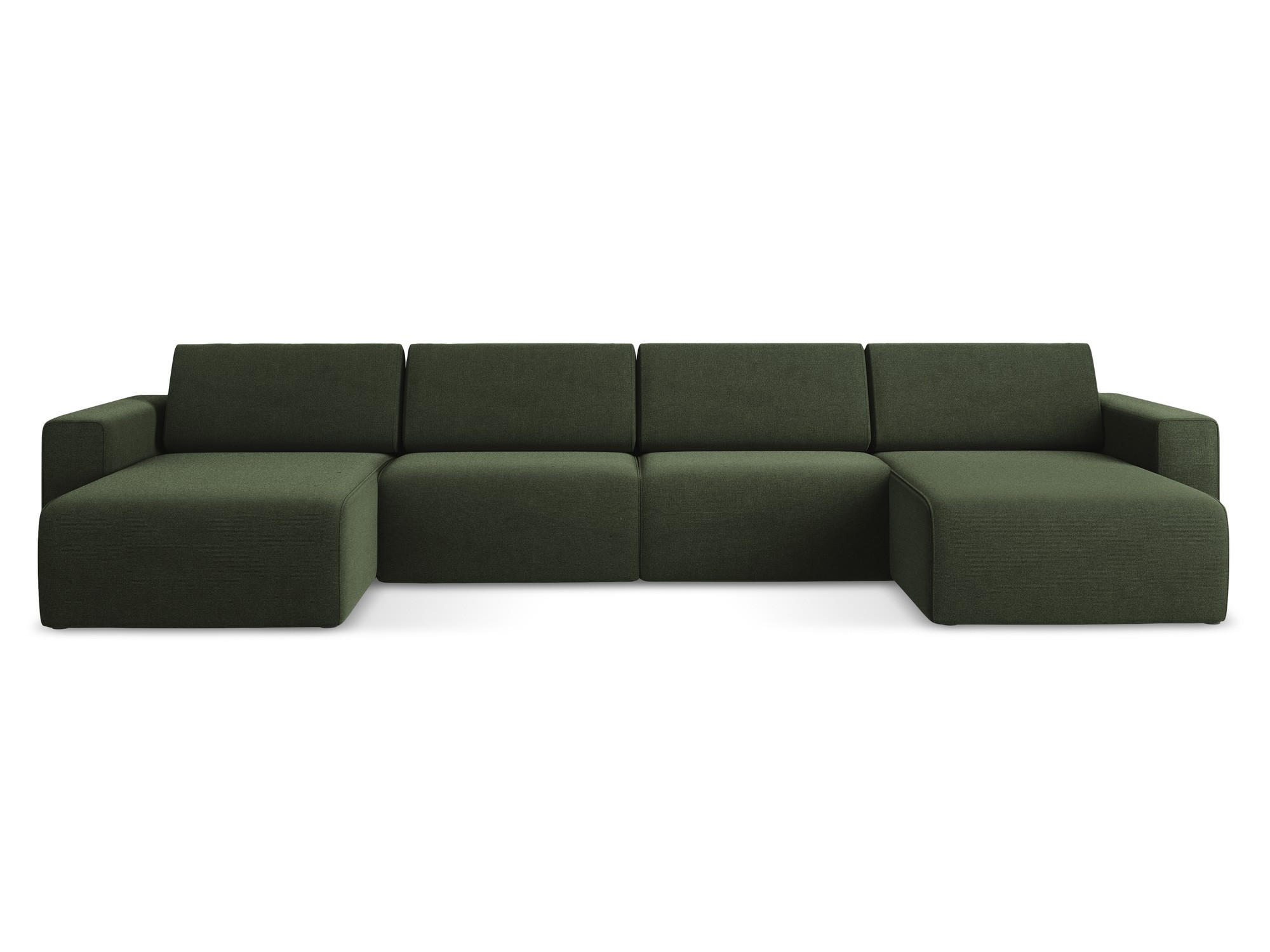 WOHNLANDSCHAFT Strukturstoff Stoff Grün - Blau/Schwarz, Kunststoff/Textil (404/80/167cm) - Makamii