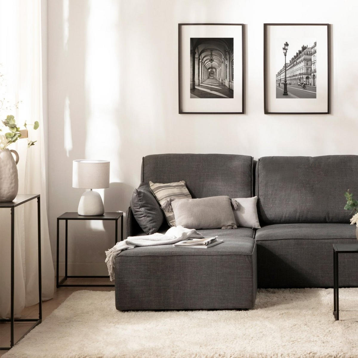 BEISTELLTISCH Ida Schwarz 45 cm x 53 cm - Schwarz, Metall (45/45/53cm)