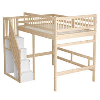 HOCHBETT 140/200 cm DE-01619, in Holzfarbe, mit Aufbewahrungstreppe - Naturfarben, Holz (140/200cm) - ComfortXL