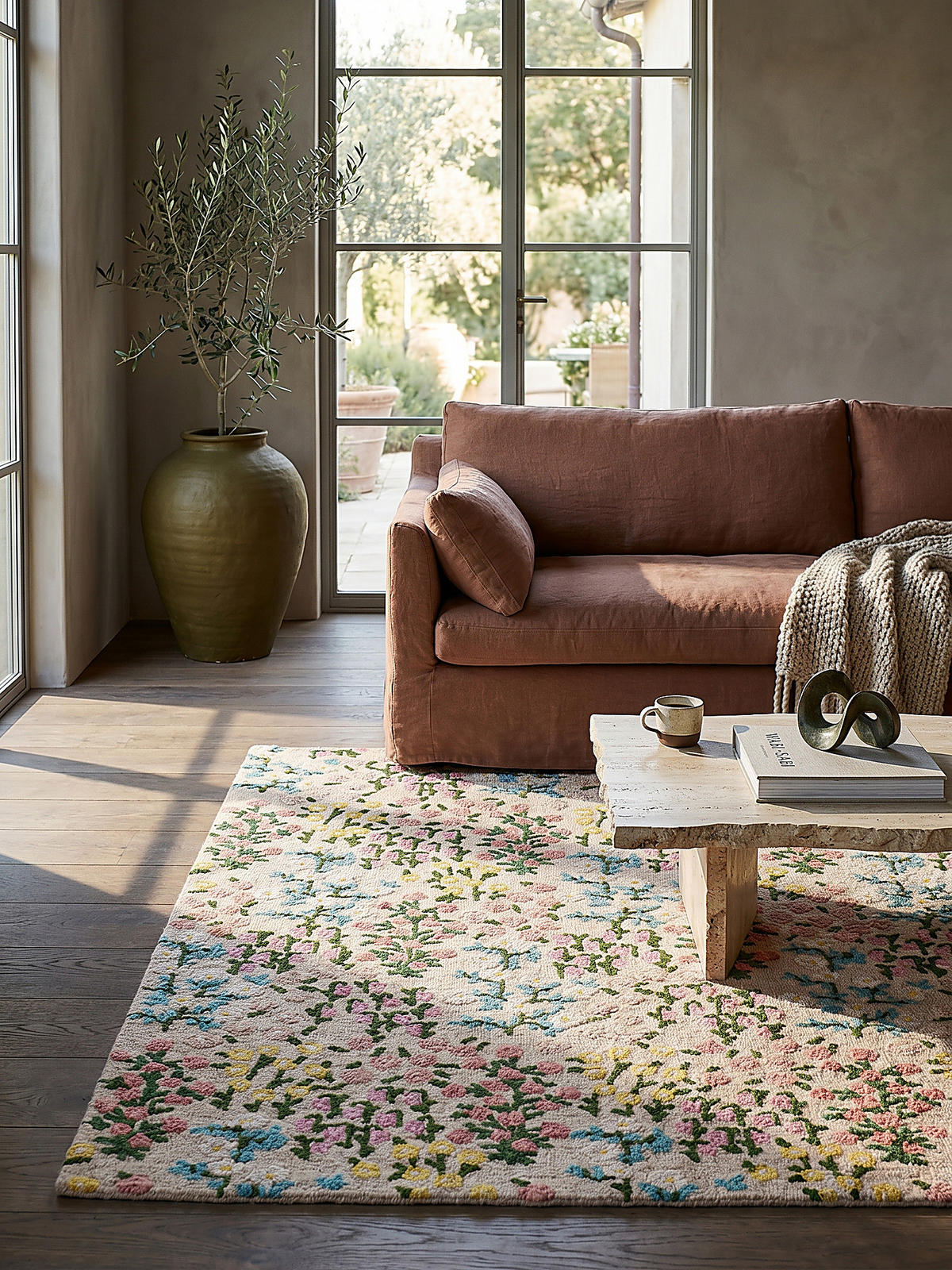 WOLLTEPPICH Floral Muster, Naturmotive, Schlafzimmer Multicolor-Rosa Rechteckig 120x170 - Beige, Textil (170/120cm) - KADIMA DESIGN