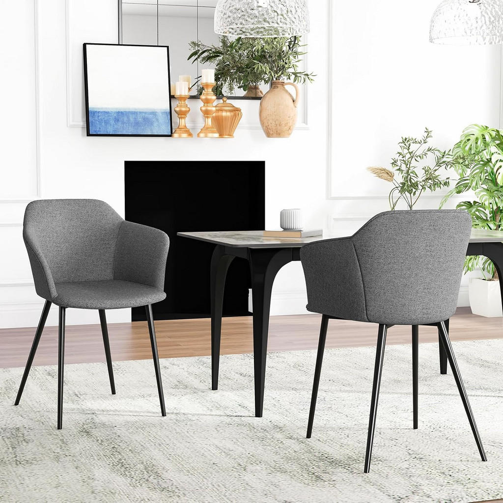 Thumbnail - Costway Esszimmerstühle, Grau, Metall, 53x83x60 cm, Esszimmer, Stühle, Esszimmerstühle, Armlehnenstühle
