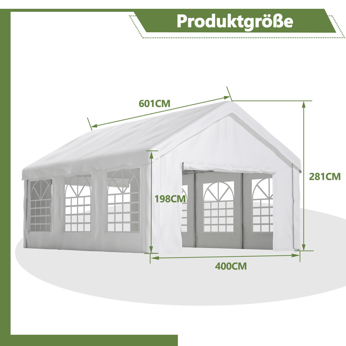 KLEINGARAGE aus Stahlrohr & PE-Oxford 601x400x281 cm in Weiß - Weiß, Metall (400/281/601cm) - Modfu