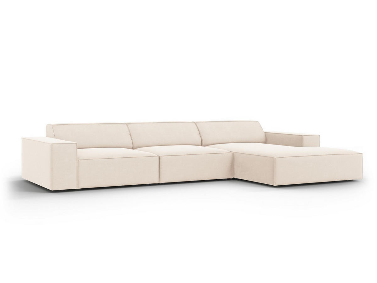 ECKSOFA rechts Jodie aus Samt leichtes beige 4 Sitzplätze - Beige, Textil (166/284cm) - Micadoni