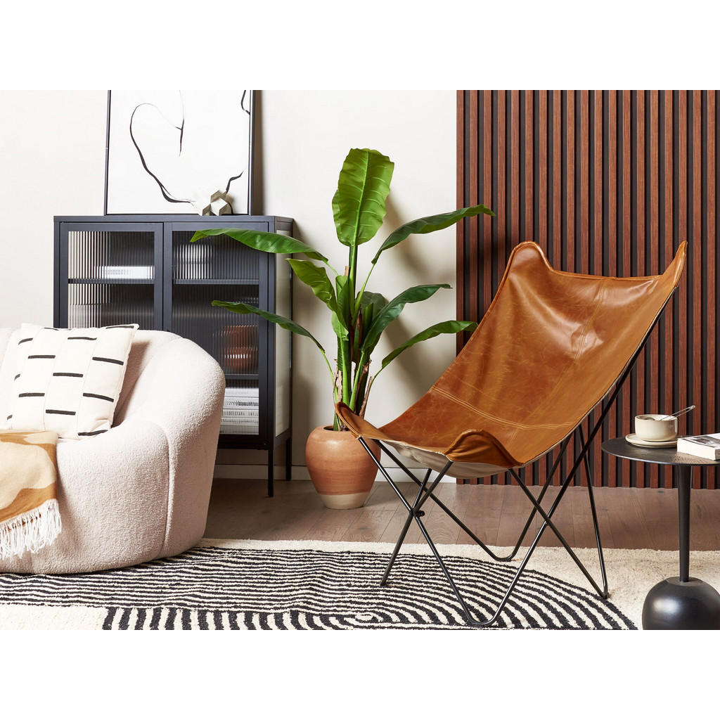 Thumbnail - Beliani Schmetterlingssessel, Braun, Textil, 1-Sitzer, 70x99x85 cm, Wohnzimmer, Sessel, Polstersessel