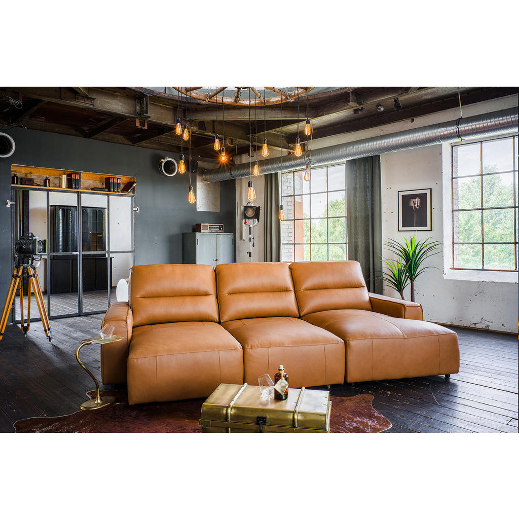 Thumbnail - Kawola Bigsofa, Braun, Leder, Nachbildung, 3-Sitzer, Füllung: Schaumstoff, Ottomane rechts, 288x92x164 cm, Wohnzimmer, S...