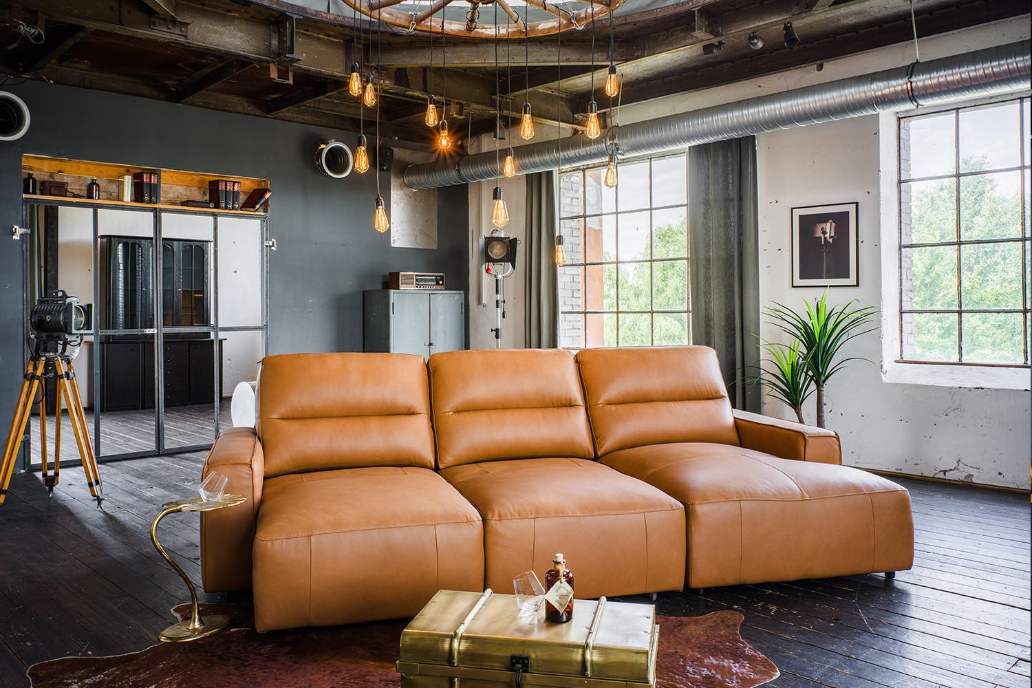 Thumbnail - Kawola Bigsofa, Braun, Leder, Nachbildung, 3-Sitzer, Füllung: Schaumstoff, Ottomane rechts, 288x92x164 cm, Wohnzimmer, S...