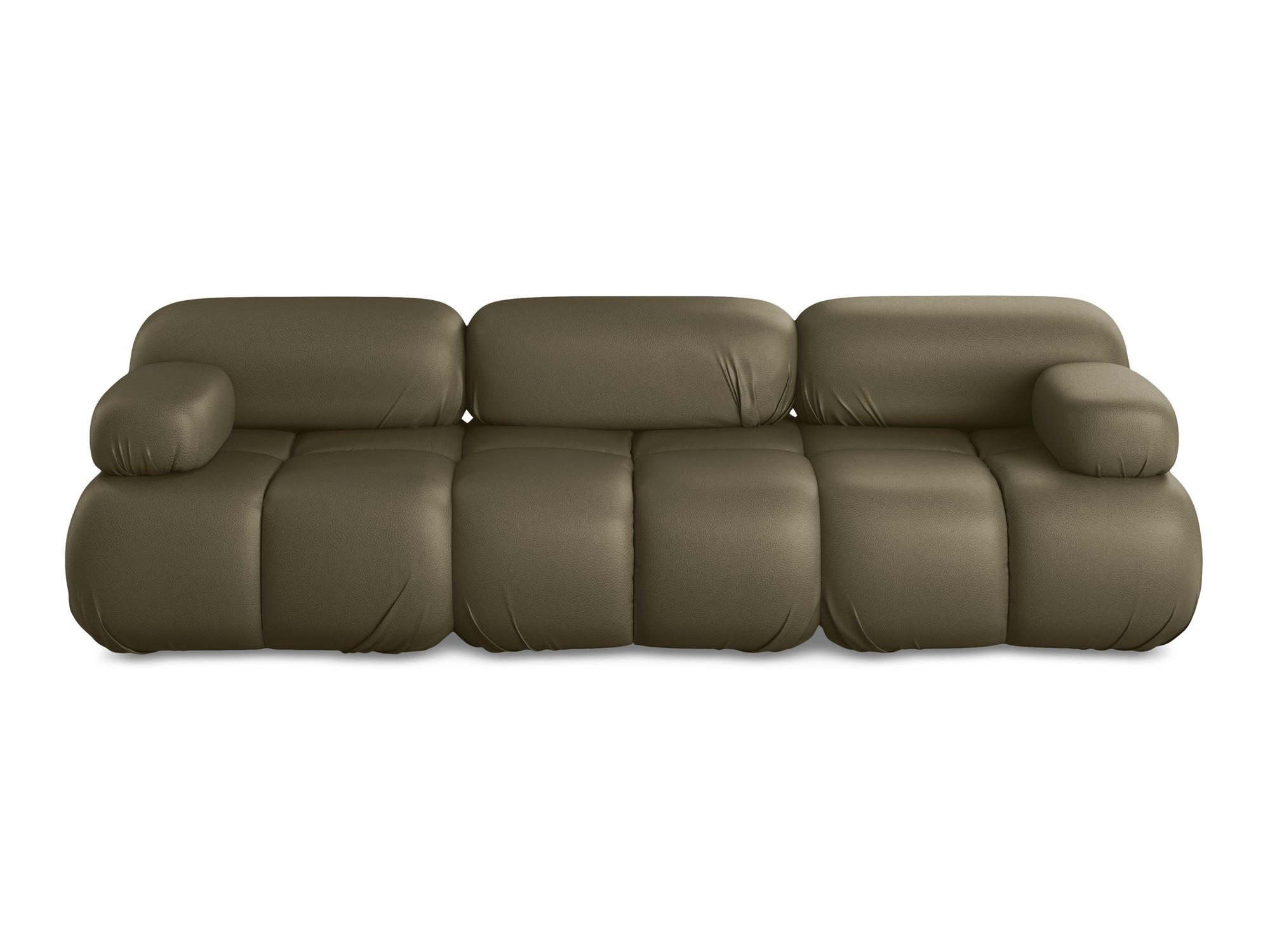 3-SITZER SOFA Kunstleder Grün - Schwarz/Olivgrün, Leder/Kunststoff (285/70/96cm) - Makamii