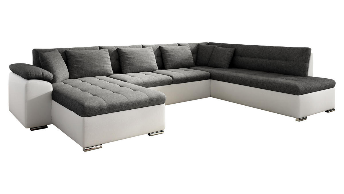 WOHNLANDSCHAFT Niko Bis Lux, Seite: Links - Weiß, Holz/Textil (348/76/205cm) - MIRJAN24