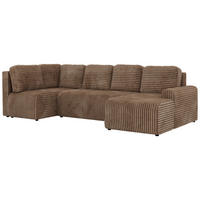 WOHNLANDSCHAFT NESSARO COR U Braun Cord - Links Seite - Schwarz/Braun, Kunststoff/Textil (307/92/151cm) - MKS