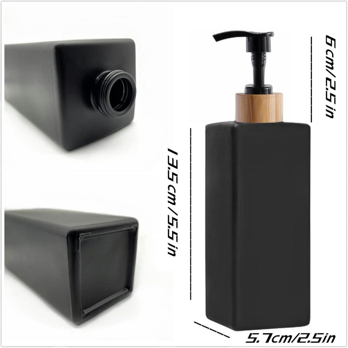SEIFENSPENDER 2-teiliges Set Schwarz Bambus - Schwarz, Glas (5.7/18.5/5.7cm)