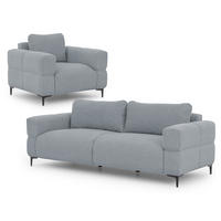 SITZGARNITUR 3+1 Cardea in Bubble-Optik aus weichem Grau Strukturstoff mit hohem Sitzkomfort - Schwarz/Grau, Holz/Textil (217/80/97cm) - S-Style Möbel