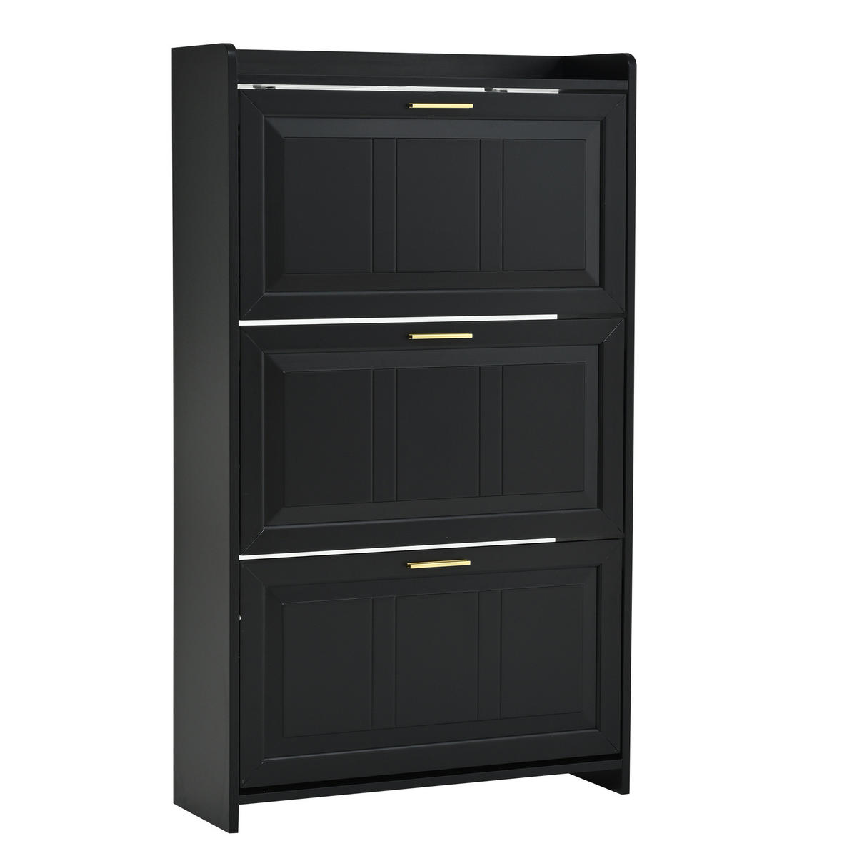 SCHUHSCHRANK mit Klappen 70/24/120 cm in Schwarz, platzsparend - Schwarz, Holzwerkstoff (70/120/24cm) - BEAOK