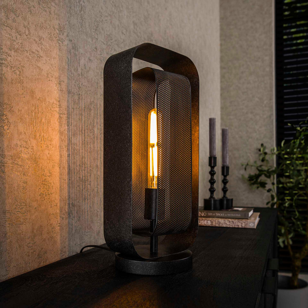 TISCHLEUCHTE Mesh Schwarz 14/18/41 cm - Schwarz, Metall (14/18/41cm) - Hoyz Collection