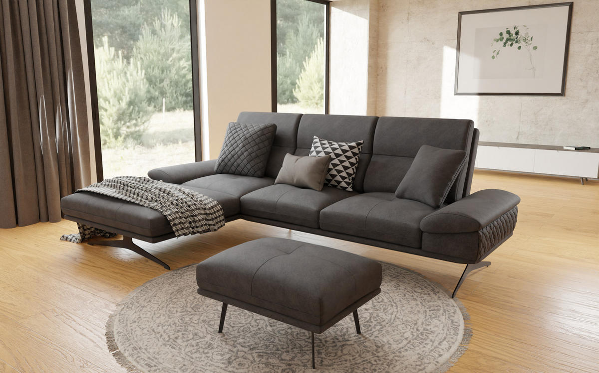 HOCKER Loris Schwarz Samt - Schwarz, Holz/Textil (83/47/62cm) - S-Style Möbel